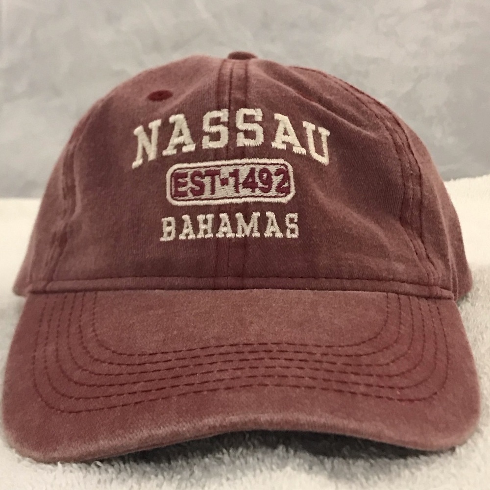 Kaufman for Nassau Bahamas on Adjustable Maroon Travel & Beach Baseball Cap